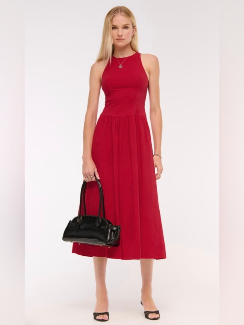 Abercrombie & Fitch Red Sleeveless Midi Dress
